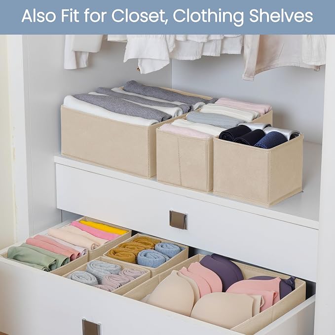 Criusia Drawer Organizer Clothes, 16 Pack Underwear Drawer Organizers, Foldable