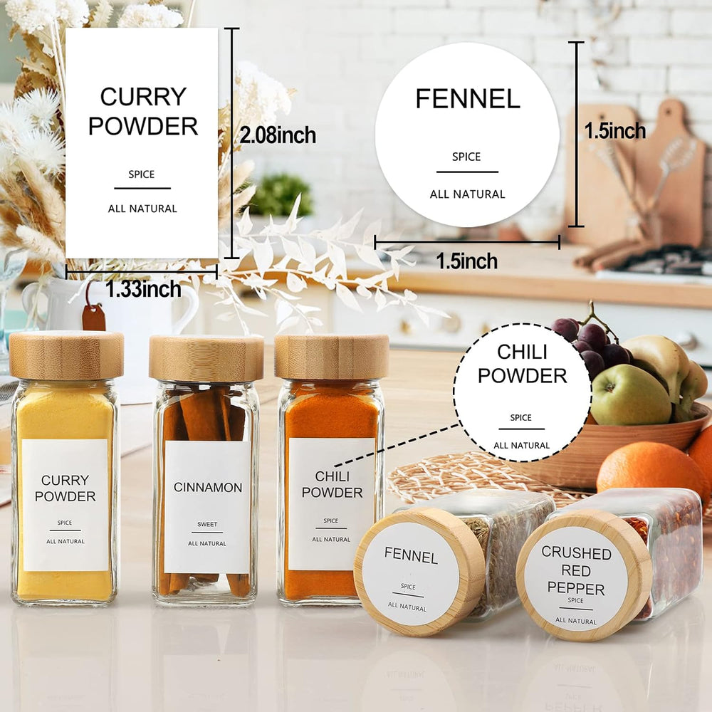 AISIPRIN Glass Spice Jars with 398 Labels, 24 pcs 4oz Spice Containers with B...
