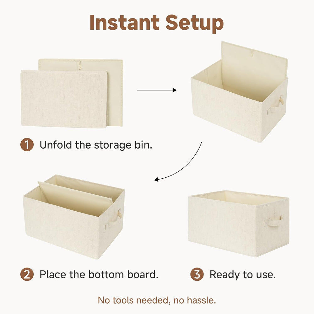 StorageWorks Closet Storage Bins, Beige (Cotton-Linen), Extra Large