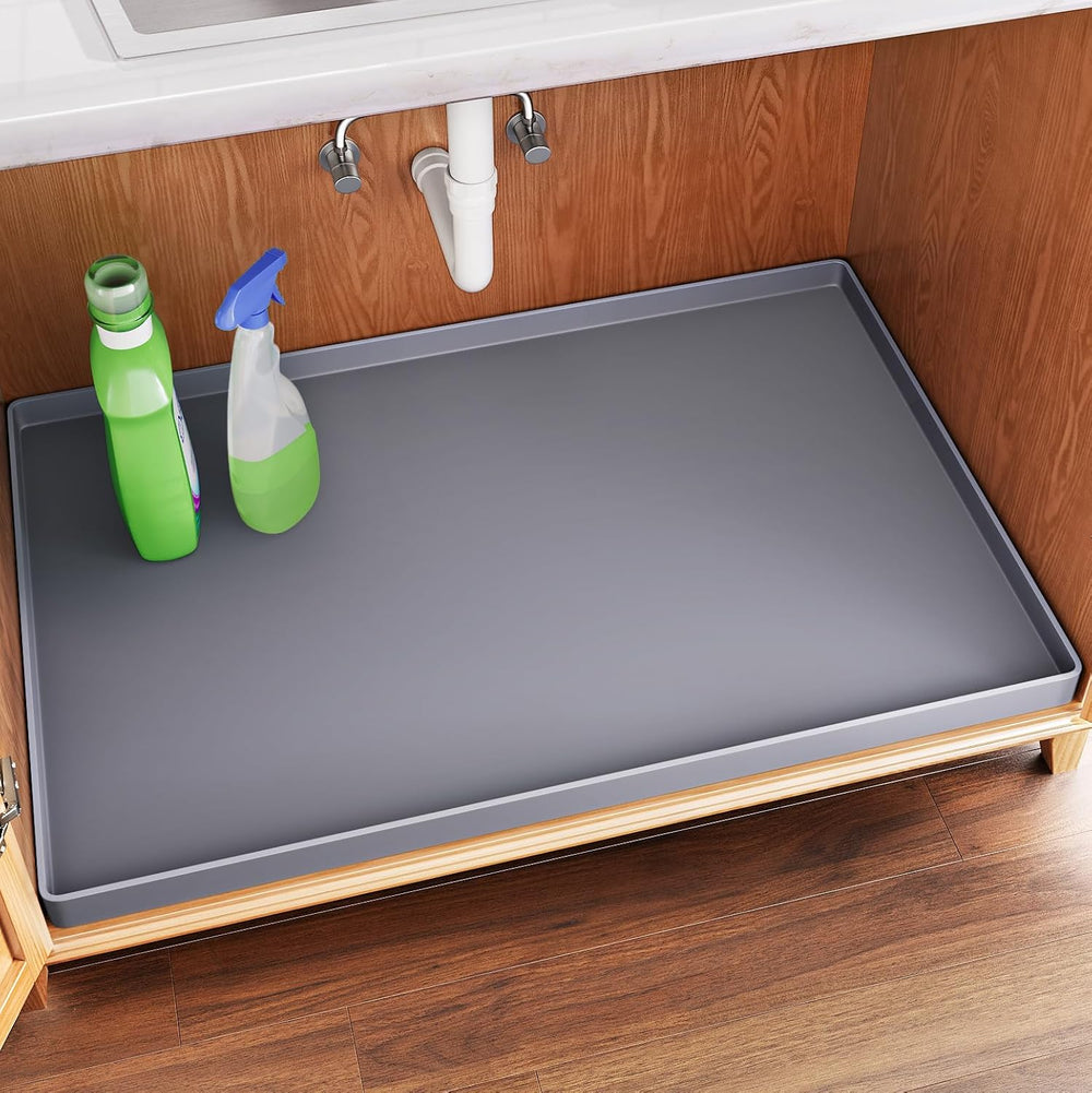 FLATO Waterproof Under Sink Mat, 31" x 22", Dark Gray