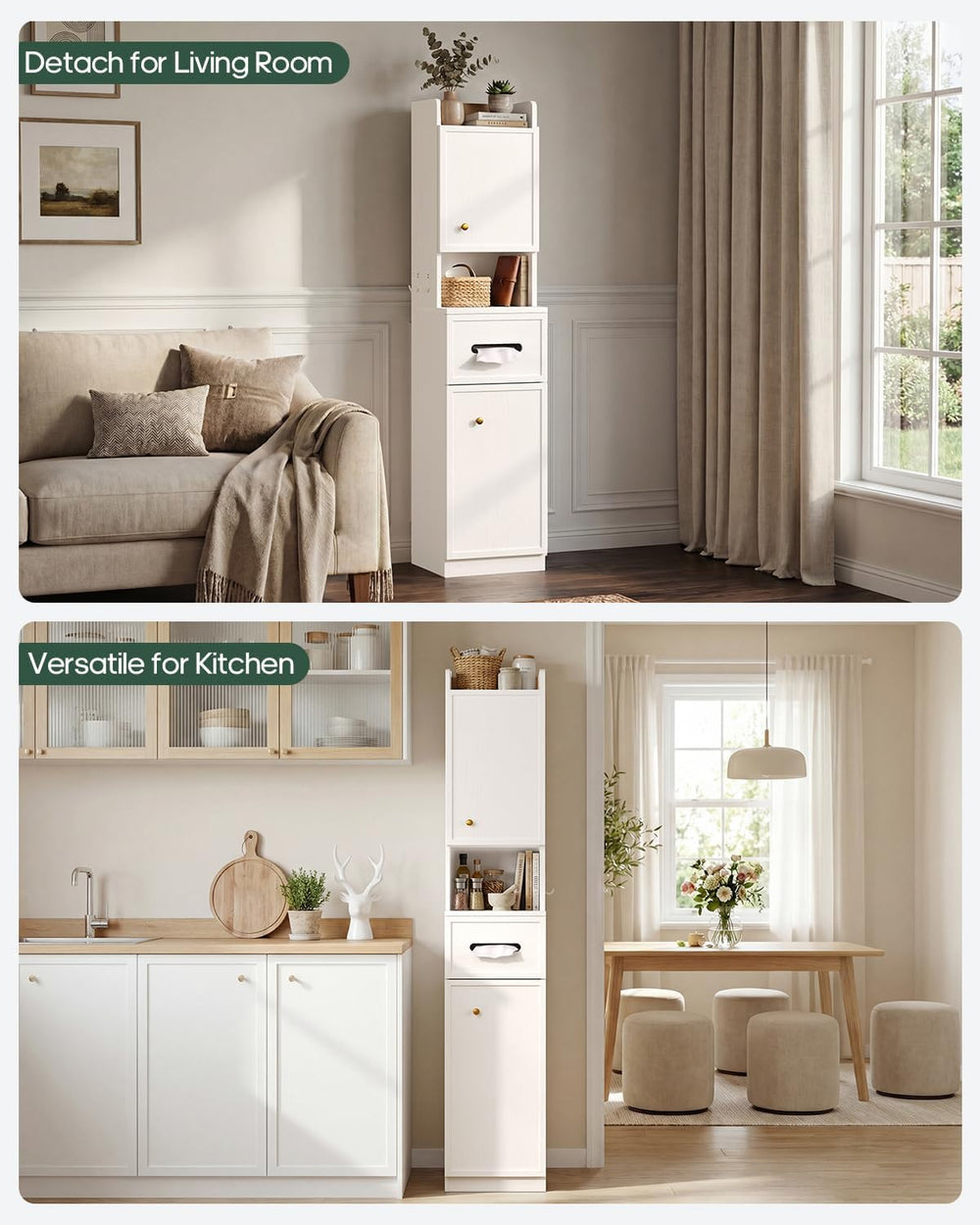 7-Tier Over Toilet Storage Cabinet, 2-in-1, Separable Bathroom Storage