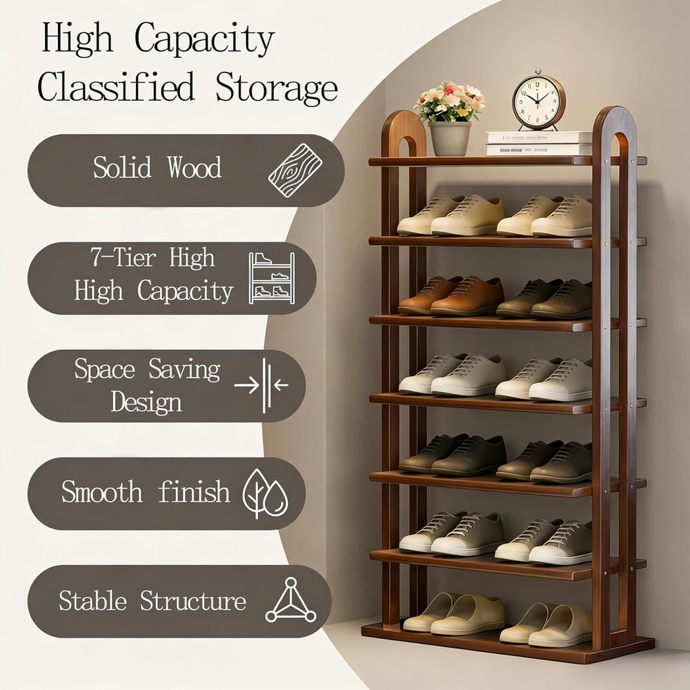 7 Tier Shoe Rack for Closet - Vertical Shoe Rack Free for Small Space - Stand...