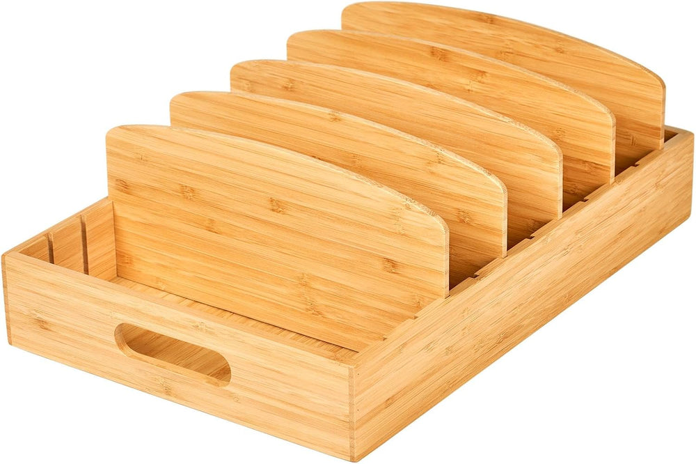 Umilife Extra Large Bamboo Food Container Lid Organizer for Kitchen Cabinet