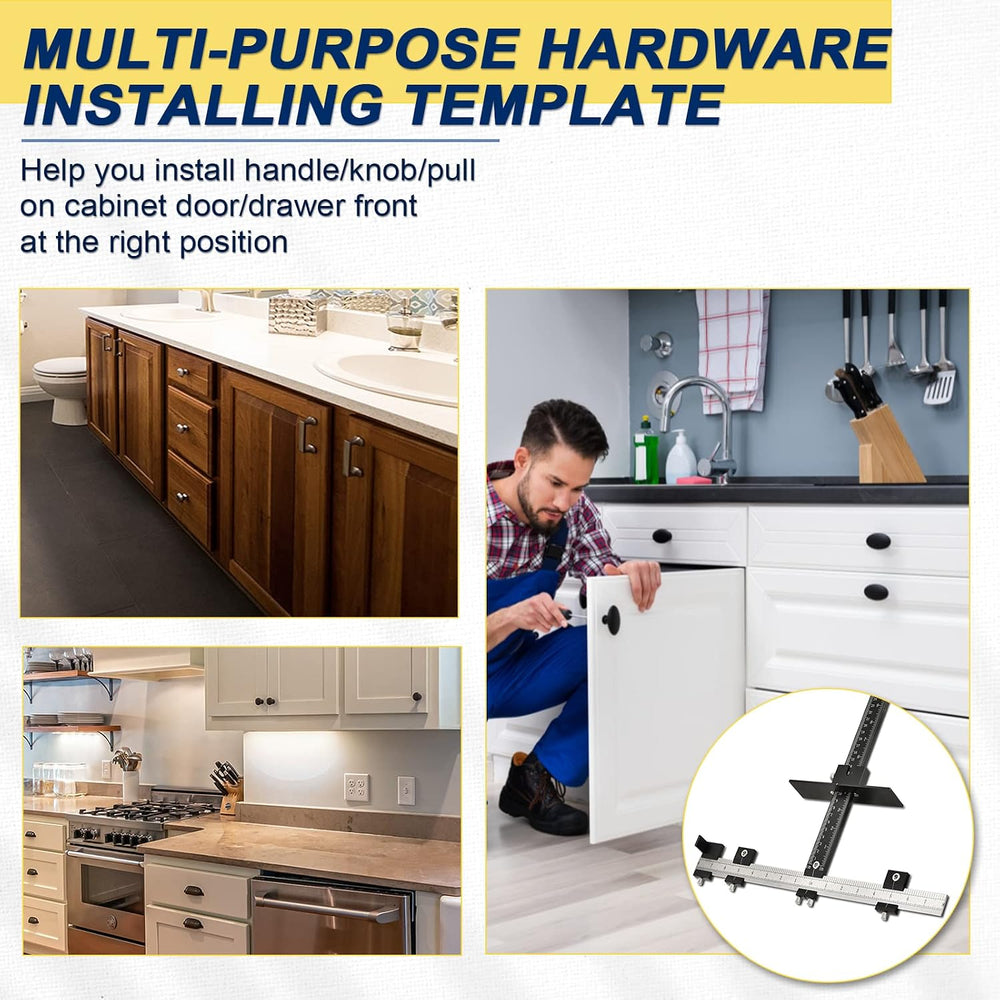 Cabinet Handle Jig, Template Tool for Hardware Installation Hole Drilling