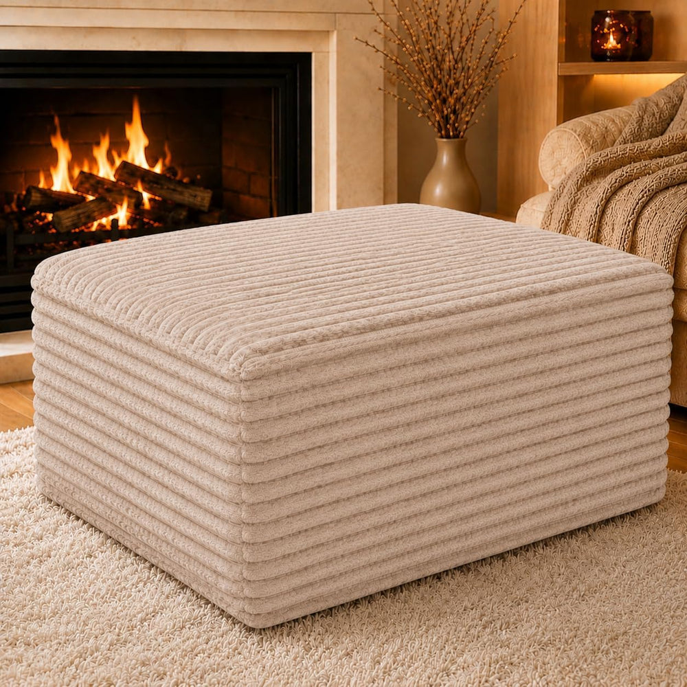 25.6" Ottoman Foot Rest for Couch，Plush Corduroy Rectangle Ottomans,Upho...