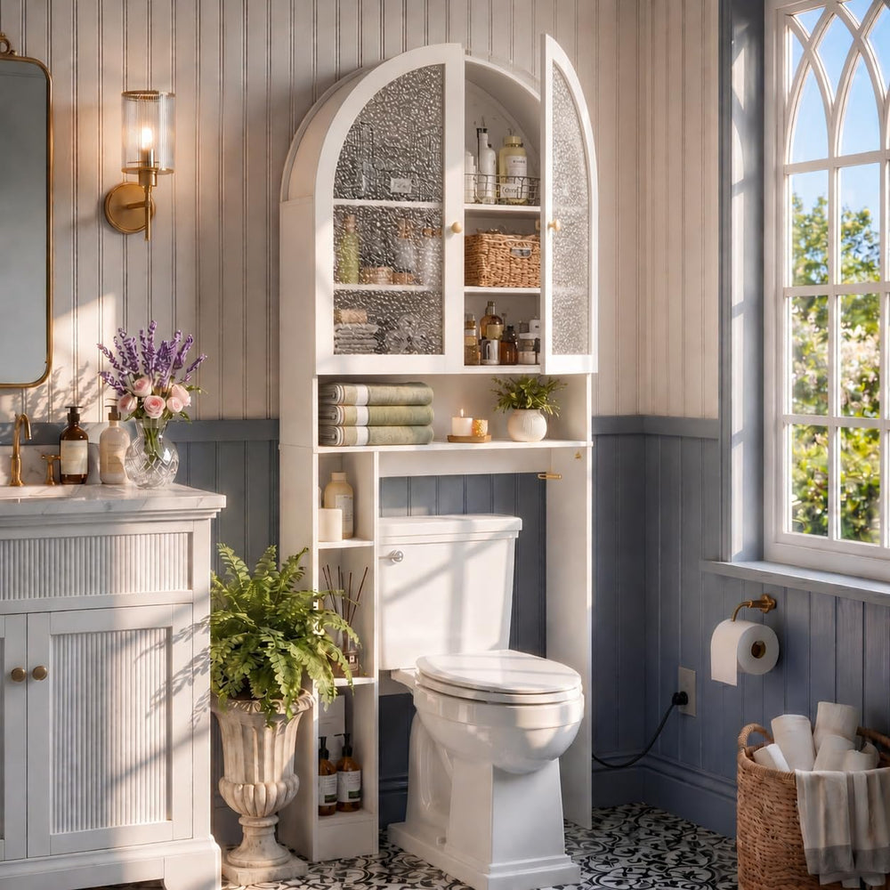 Over The Toilet Storage Cabinet, 29.7”W Modern Storage Cabinet Over Toilet wi...
