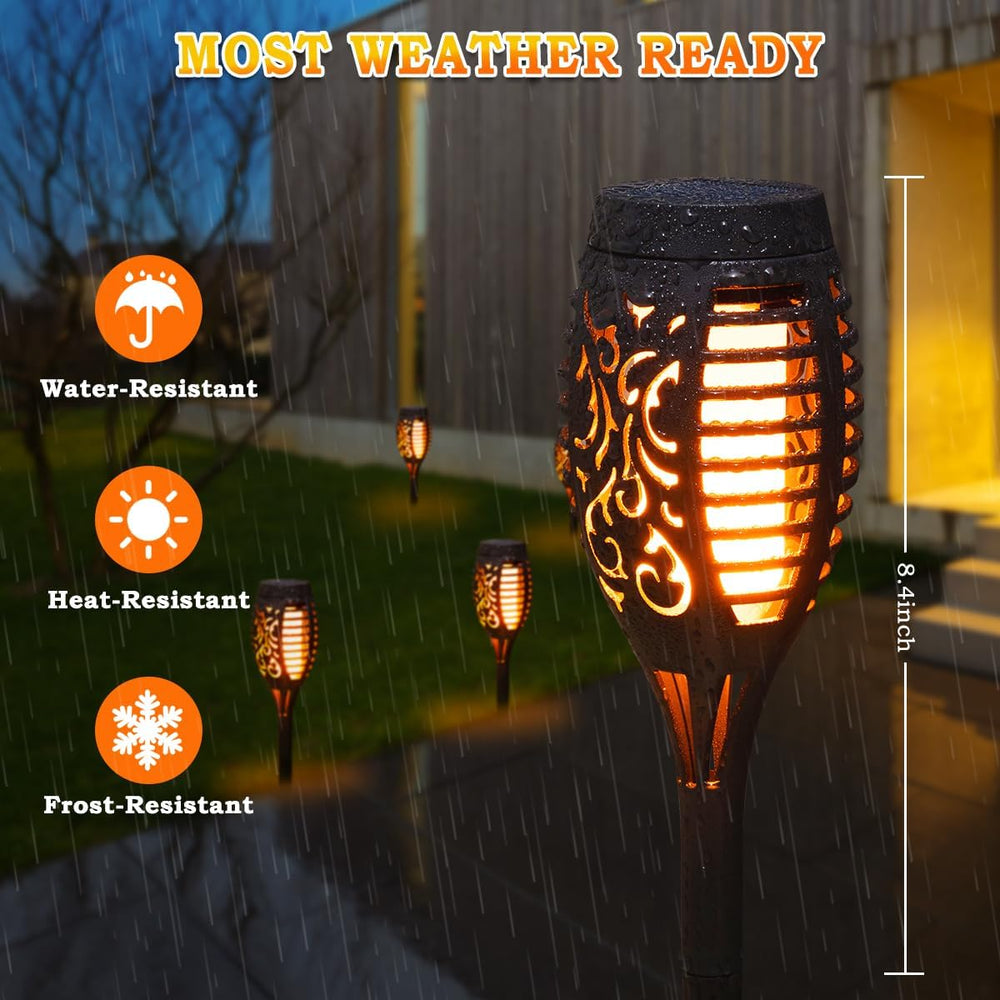 16Pack Solar Torch Light Outdoor Flickering Flame for Halloween Decorations