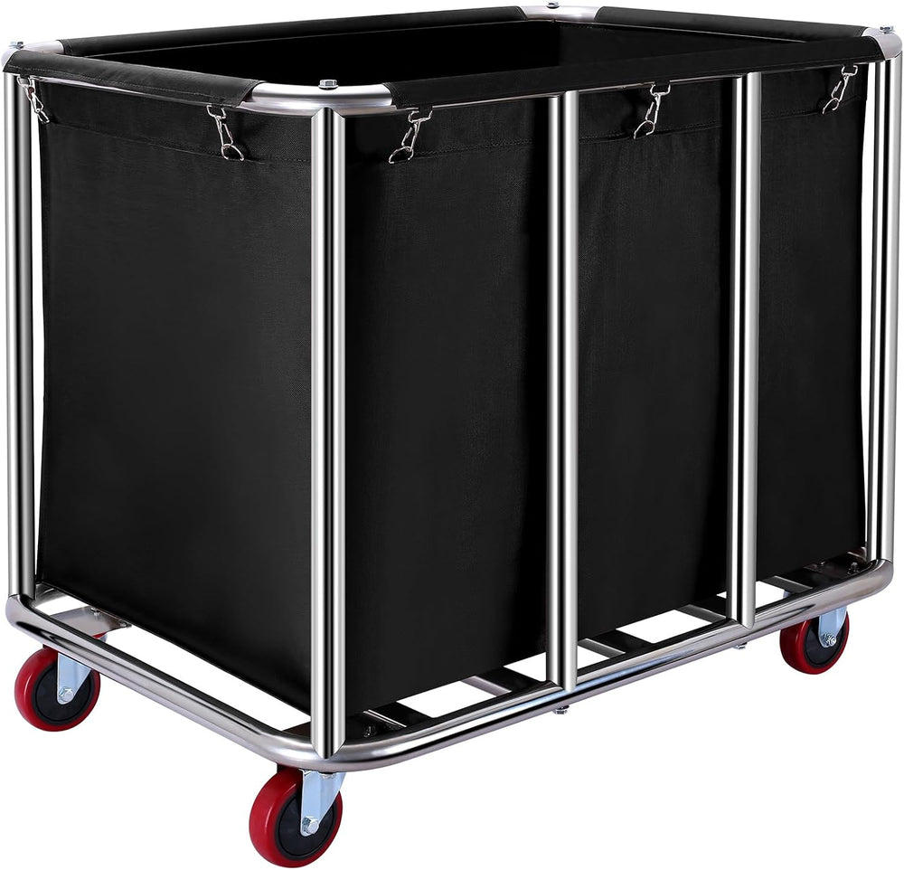 JJSMKCH Commercial Laundry cart with Wheels,440L Large Laundry cart,Black