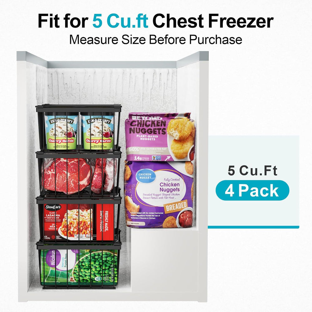 Deep Freezer Organizer Bins - Storage Baskets for 5 Cu.Ft, 8 Pack