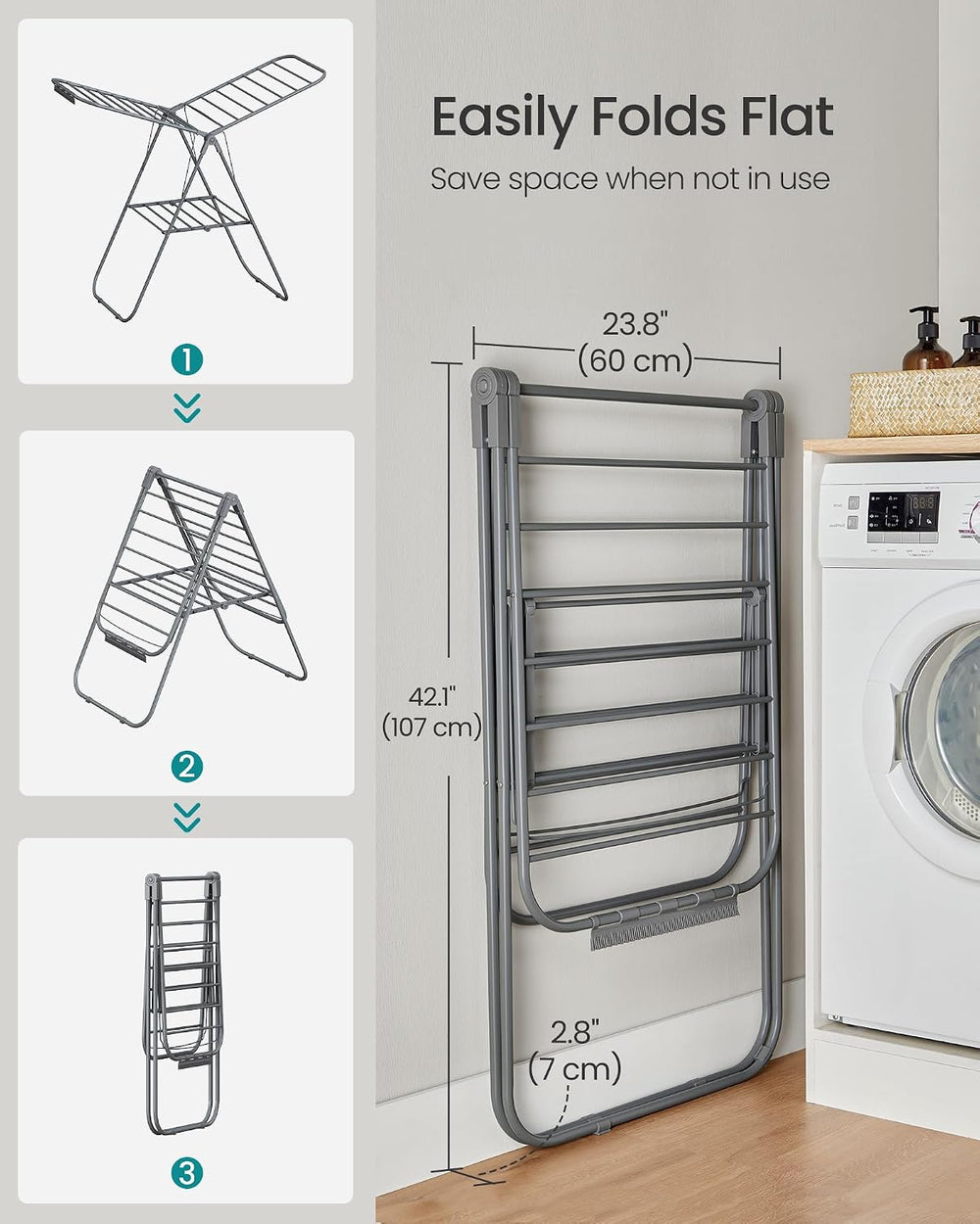 SONGMICS Clothes Drying Rack, Foldable Space-Saving Laundry Drying Rack