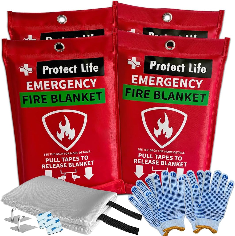 Protect Life Saving Emergency Fire Blankets 4 Pack - 40"x40", Fire ...