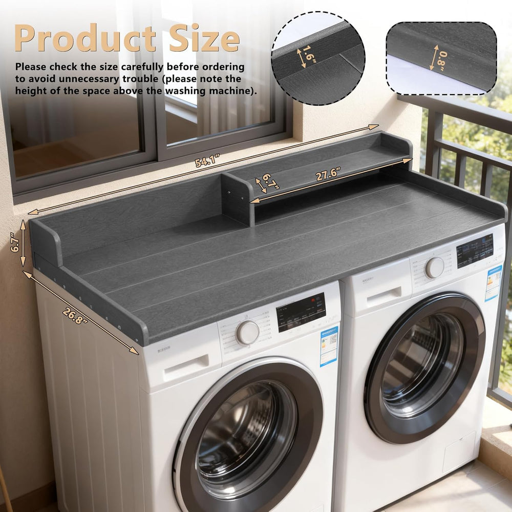 Washer Dryer Countertop with Shelf, HDPE 2-Tier Laundry Topper