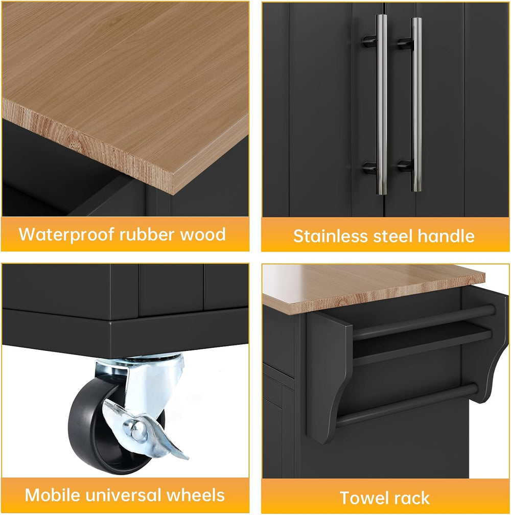 Rolling Kitchen Carts on Wheels, Kitchen Island with Storage