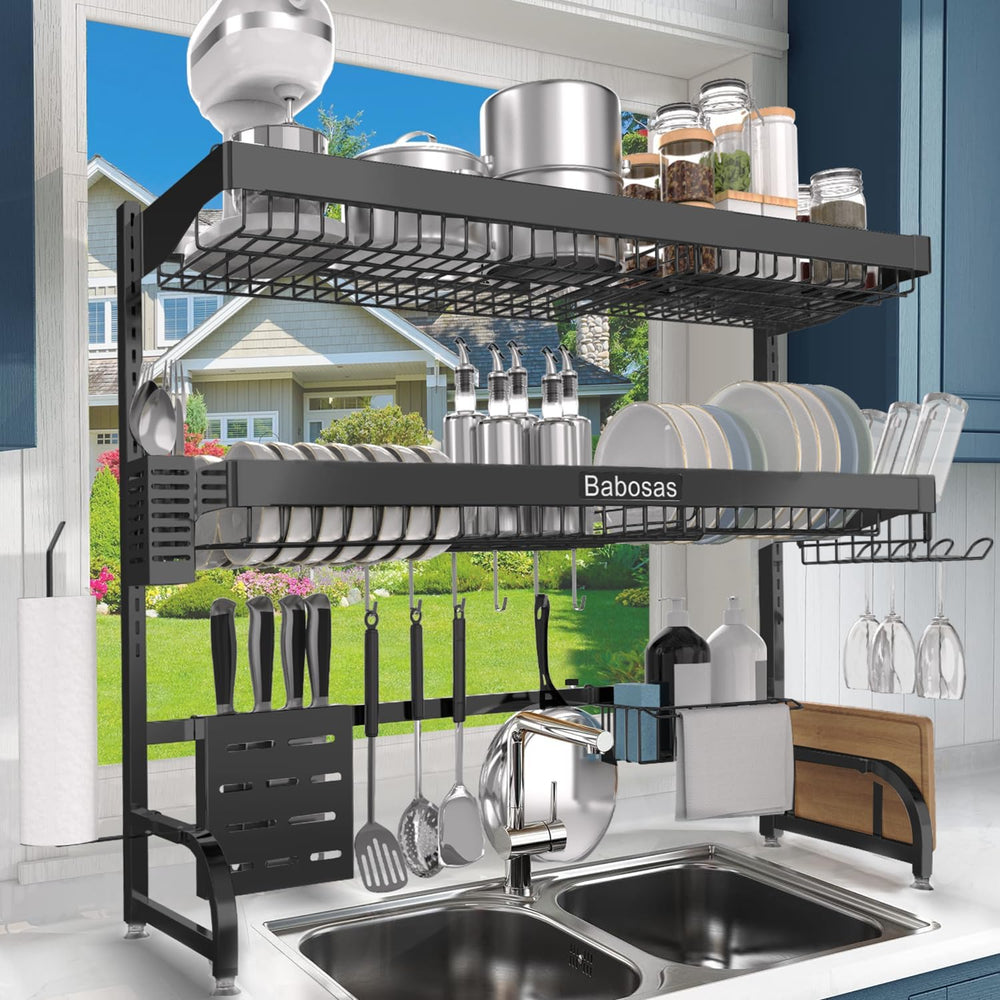 Over The Sink Dish Drying Rack,3 Tier Adjustable Length (25.5'' to 37...