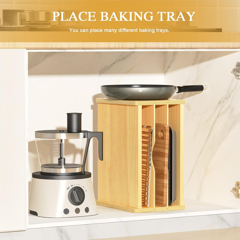 4 Tier Tray Dividers for Cabinets, Kitchen Vertical Baking Sheet Organizer