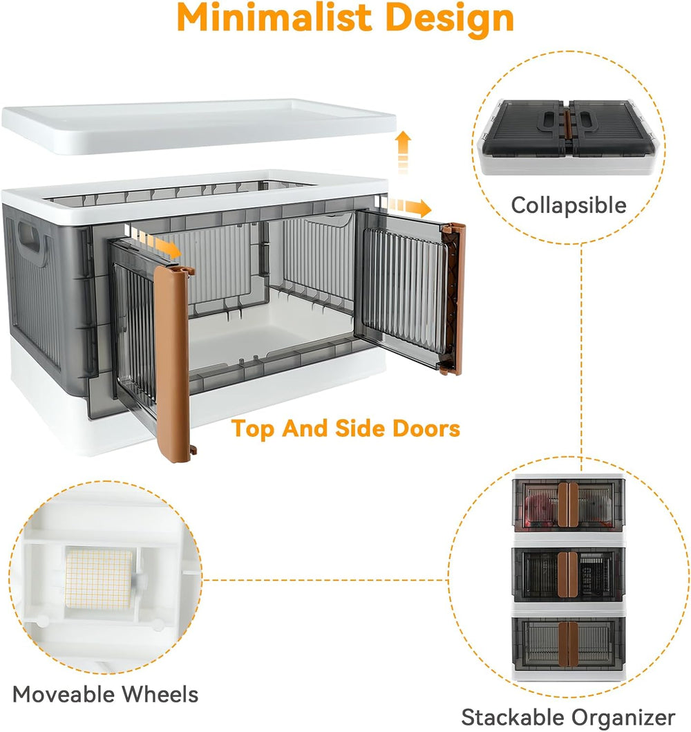 Storage Box, Cabinet with Lids, 8.4 Gallon (32L) Capacity, With Double Door a...