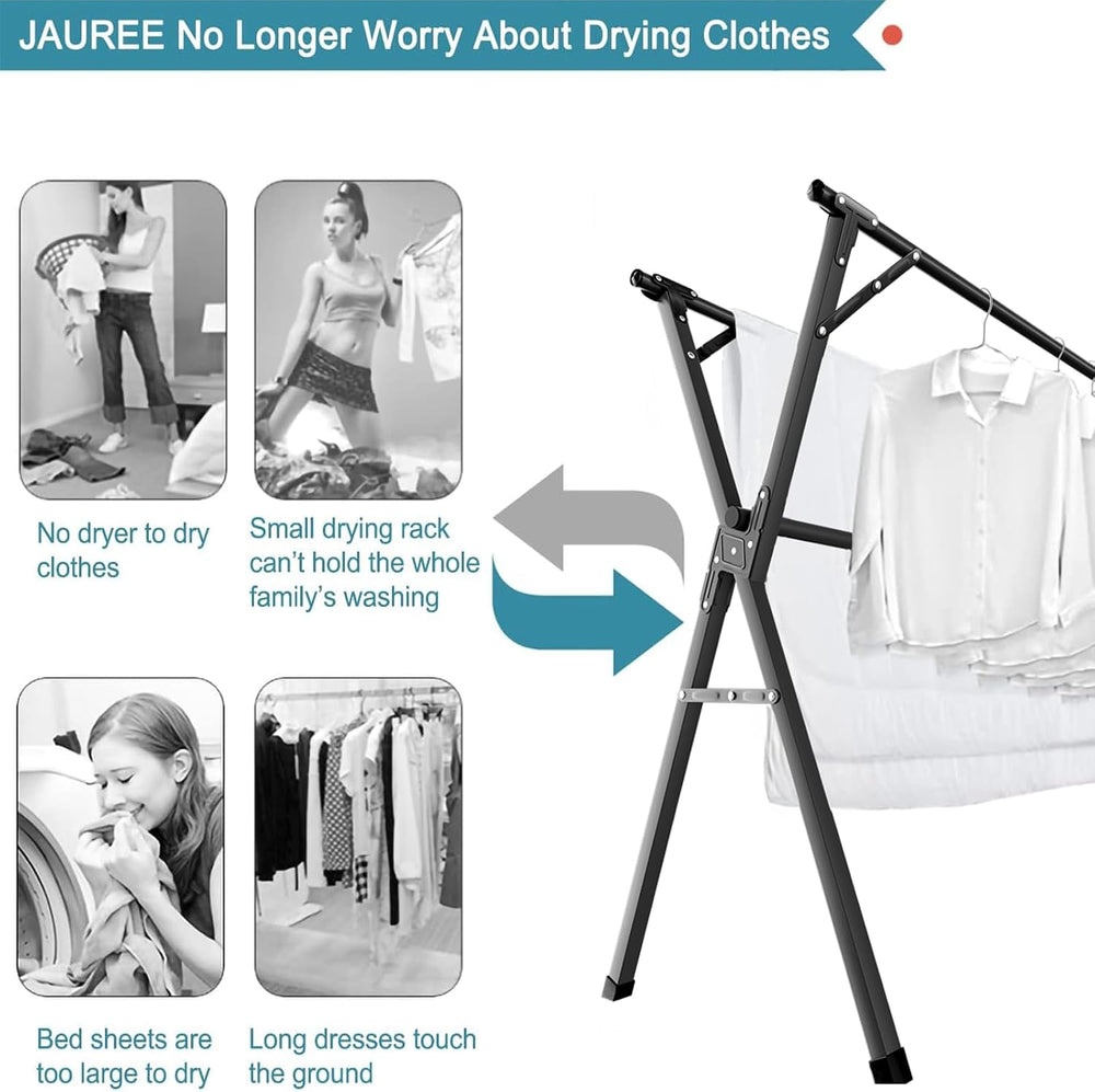 JAUREE 95 Inches Clothes Drying Rack, Drying Rack Clothing Folding Indoor Out...