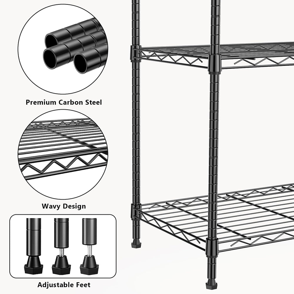 M MZG 1250 lbs 5 Tier Shelf Metal Storage Shelves Wire Rack Closet Organizers...