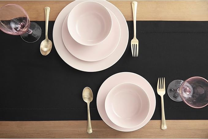 Solino Home Cotton Linen Black Table Runner 72 Inches Long - Hemstitch Table ...