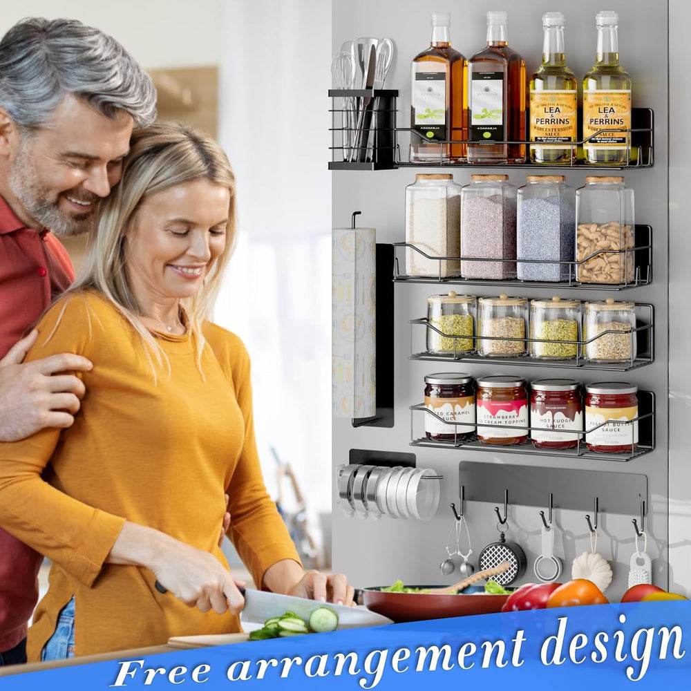 Magnetic Spice Rack for Refrigerator,8 Pack Magnetic Fridge Shelf, Moveable S...