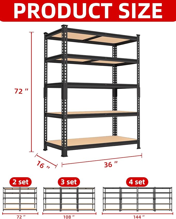 PrimeZone 36" x 16" x 72" Heavy Duty Storage Shelves