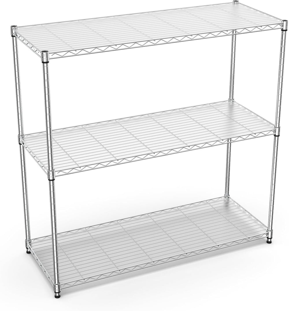 3 Tier NSF Metal Shelf Wire Shelving Unit, 1050lbs Capacity Heavy Duty Adjust...