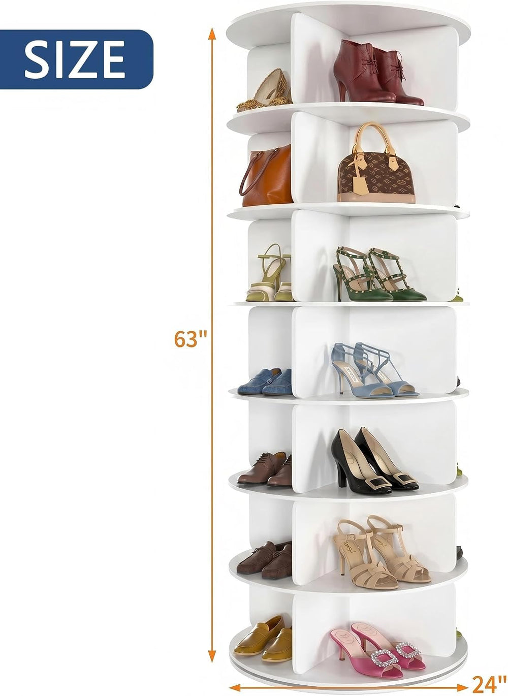 Cushore 7 Tier Rotating Shoe Rack Tower, 360° Spinning Shoe Display Lazy Susa...