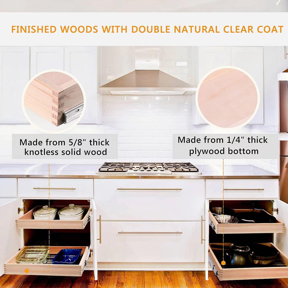 20”W x 21”D x 3”H Soft Close Slide Out Wood Drawer Organizer for Kitchen, (Ca...