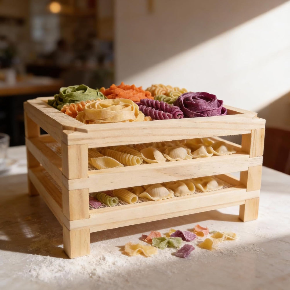 11.8in Square Wooden Herb Drying Rack, Stackable Mesh Countertop Dryer