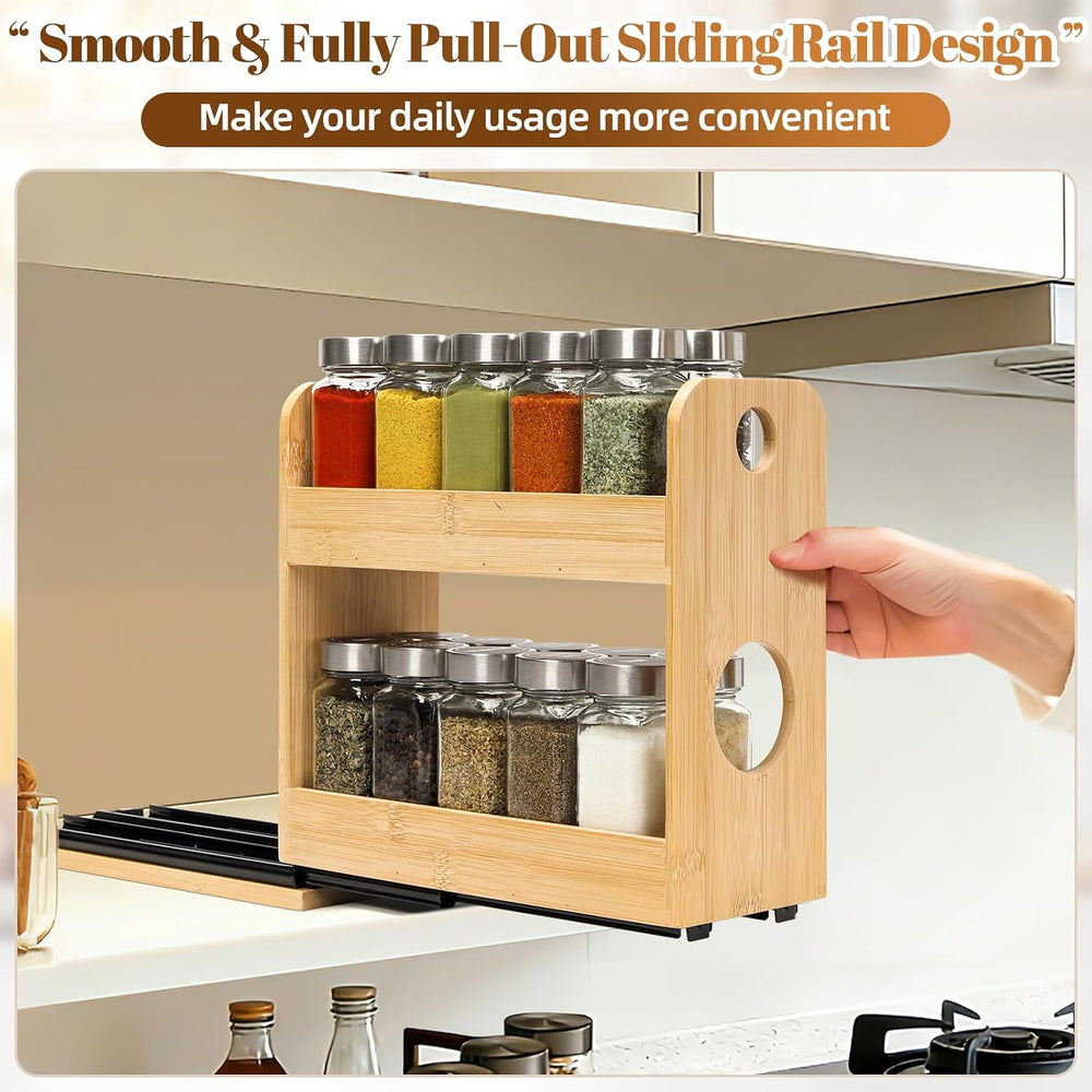 2-Tier Pull Out Spice Rack Organizer for Cabinet Kitchen Pantry