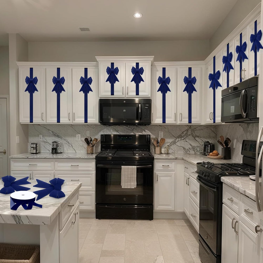 16pcs Blue Christmas Velvet Cabinet Bows for Kitchen