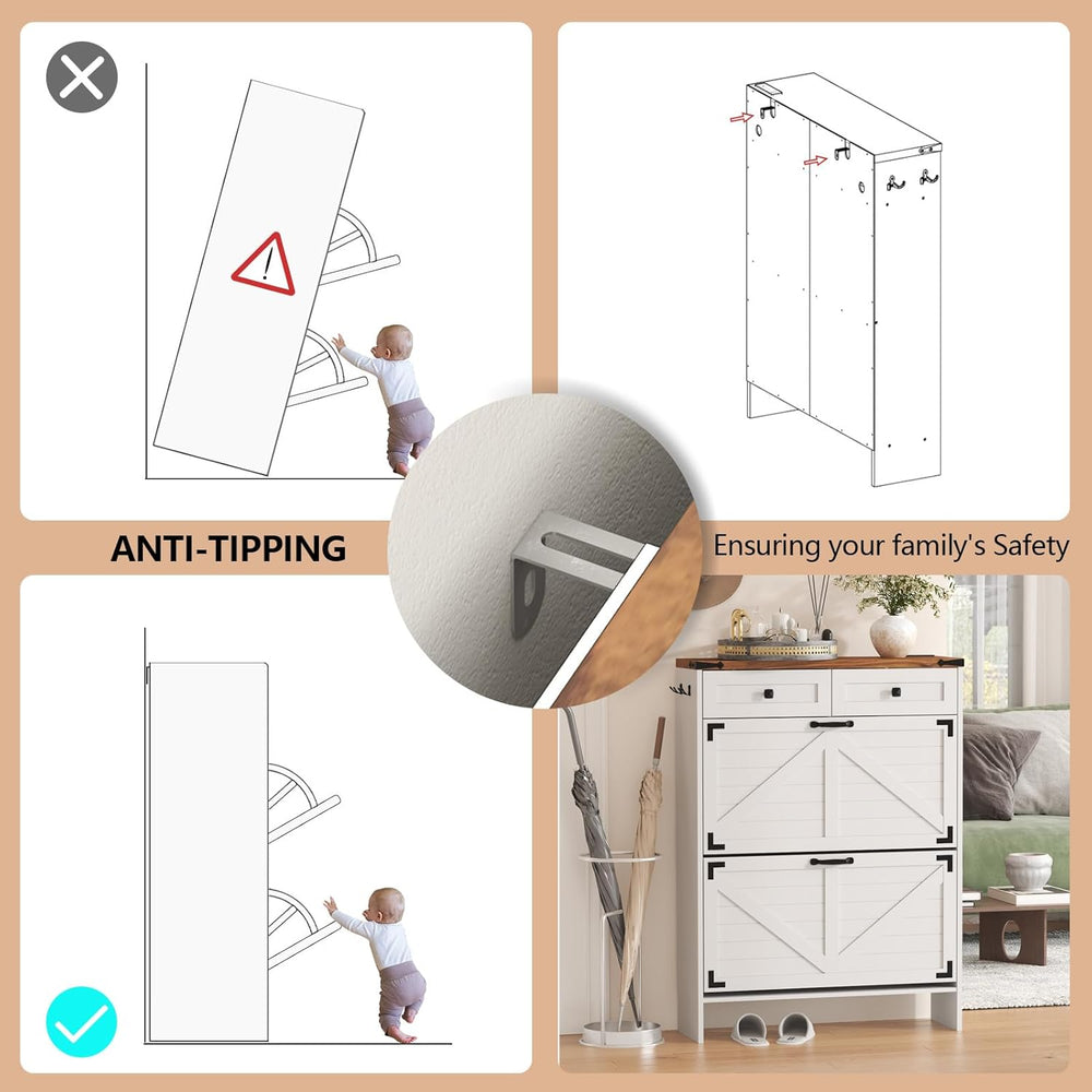 Shoe Storage Cabinet with Deodorizing Function, Farmhouse Narrow Hidden Shoe ...