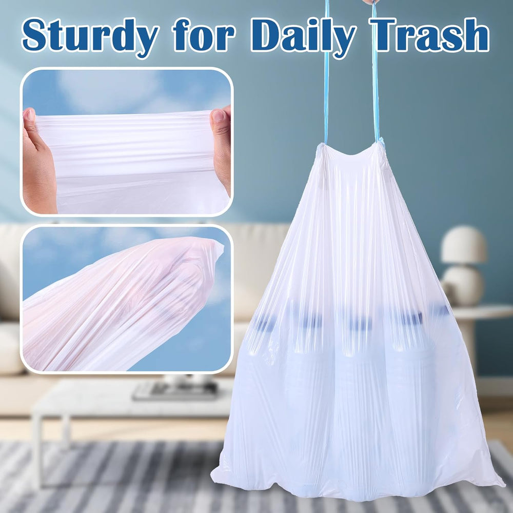 4 Gallon 1000 Counts Small Drawstring Trash Bags, Clear Garbage Bags