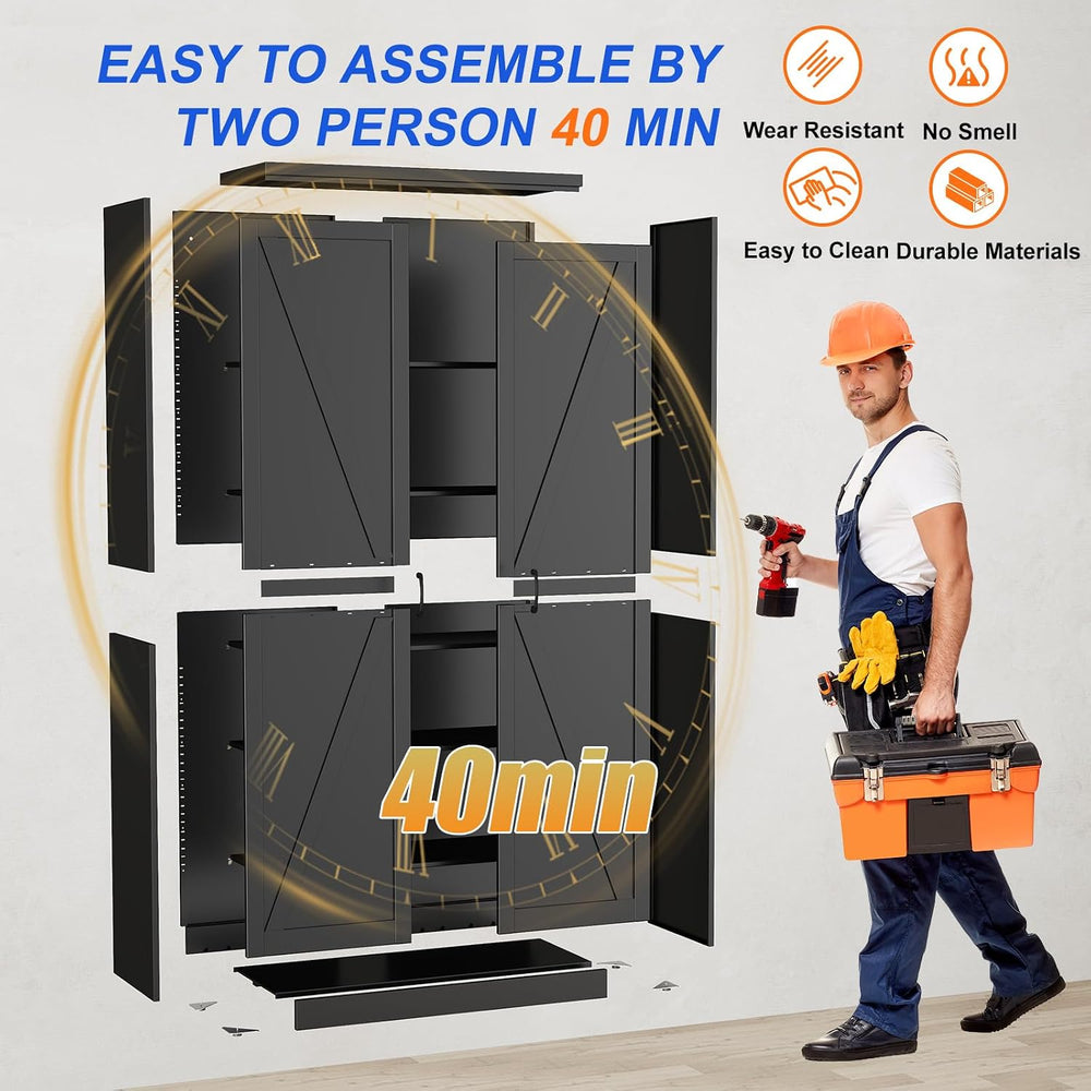79" Tall New Update Kitchen Pantry Cabinet, Metal Storage Cabinet