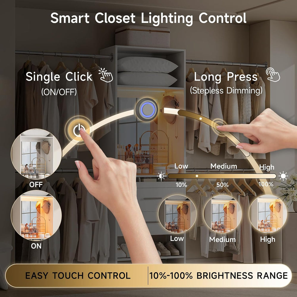 W4 Closet System with Stepless Dimmable LED Light & Glass Mirror