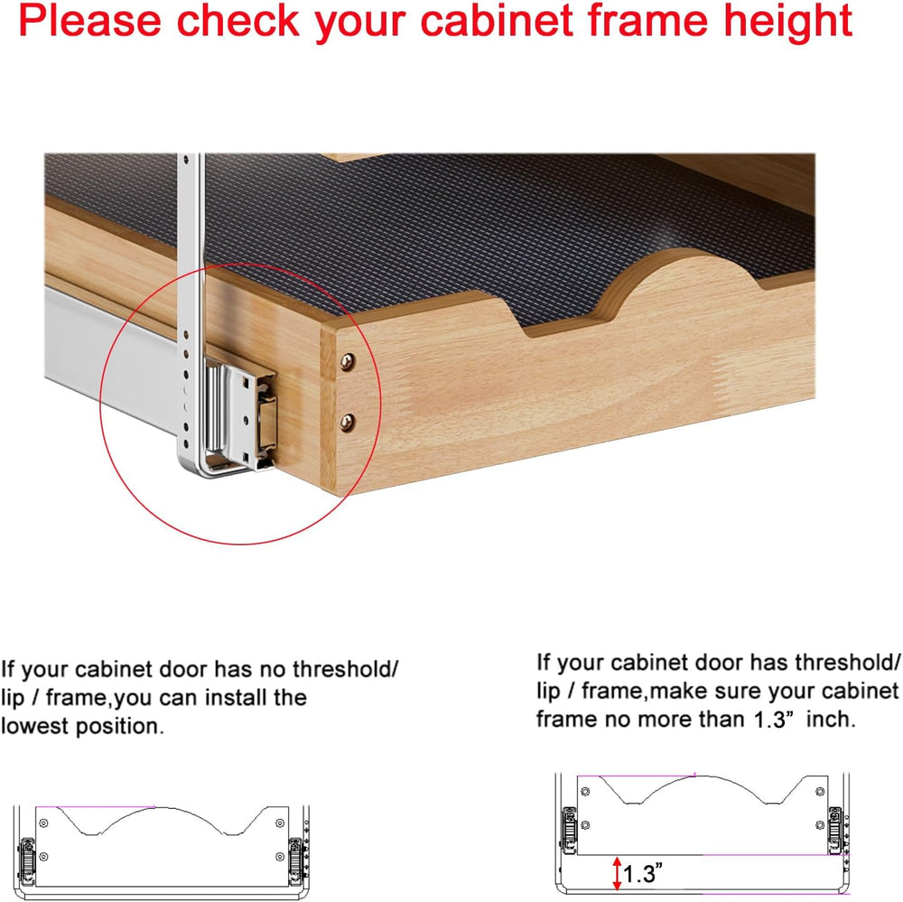 DINDON 3 Tier Pull Out Cabinet Organizer 14”W X21”D Slide Out Shelves With Sh...