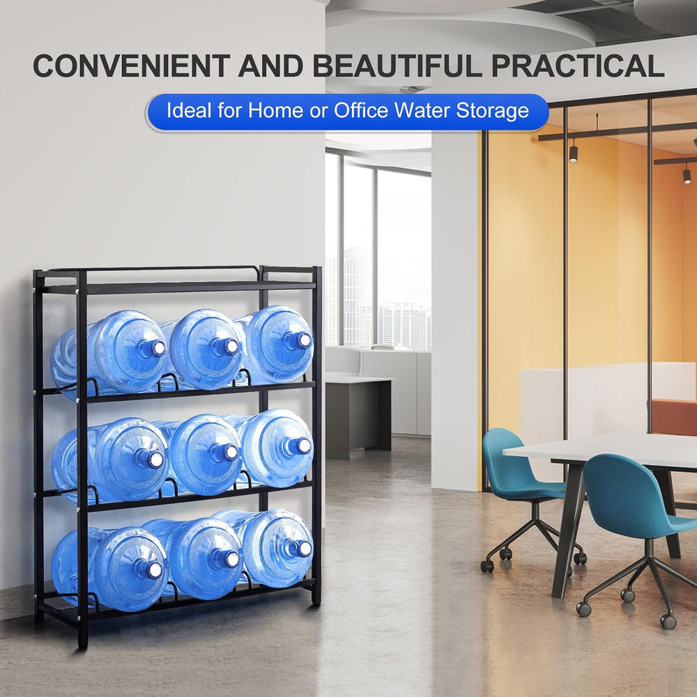 5 Gallon Water Bottle Holder 9-Tray 3/5 Gallon Water Jug Rack with Top Shelf ...
