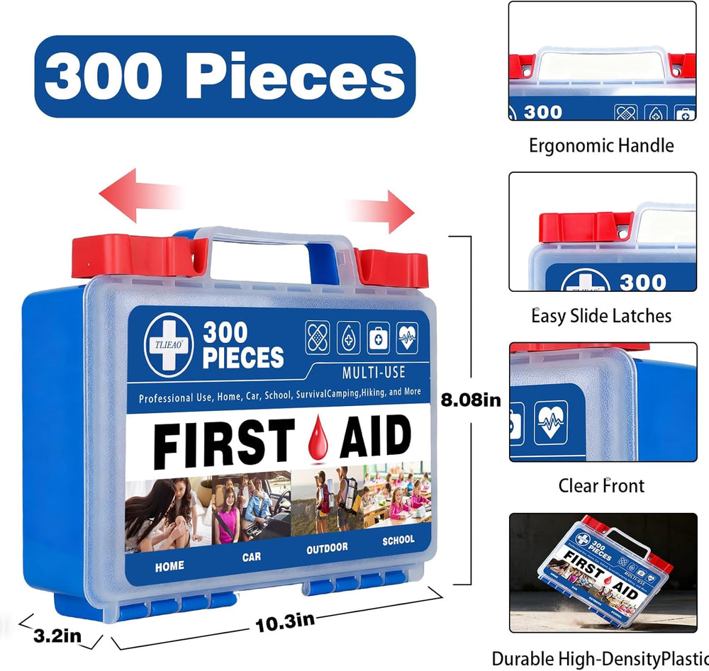 300 Piece Professional First Aid Kit, Navy Blue