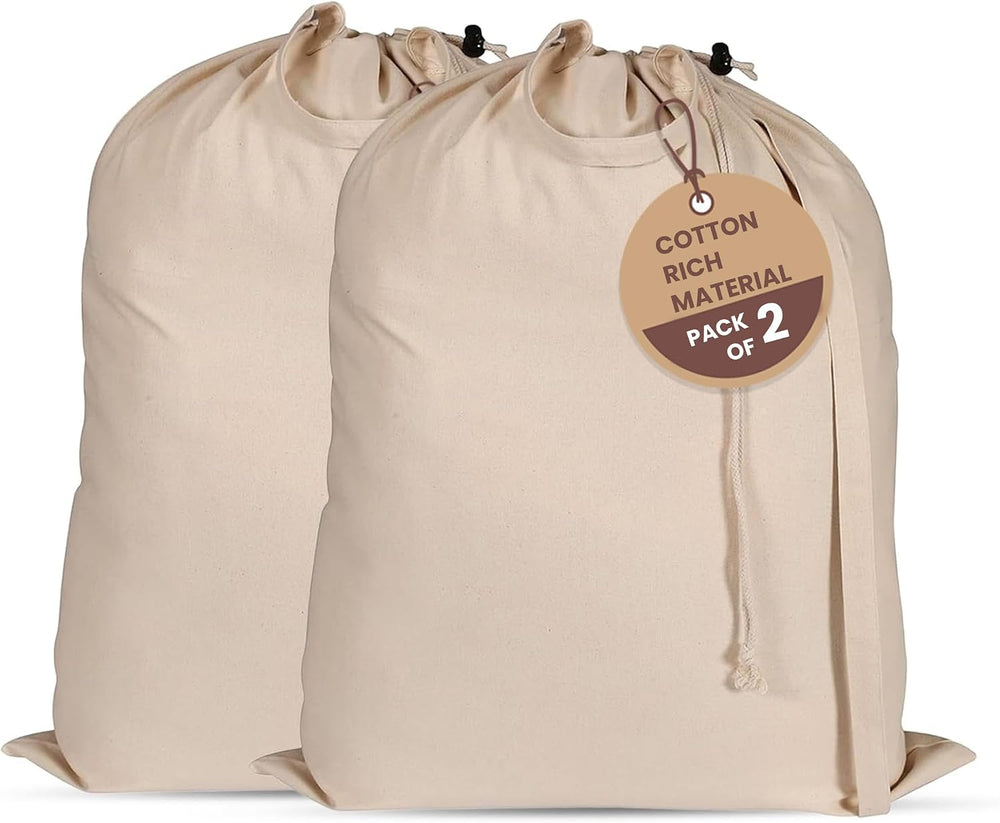 LFH Home Large Premium Cotton Rich Canvas Extra Large Laundry Bag with Drawst...