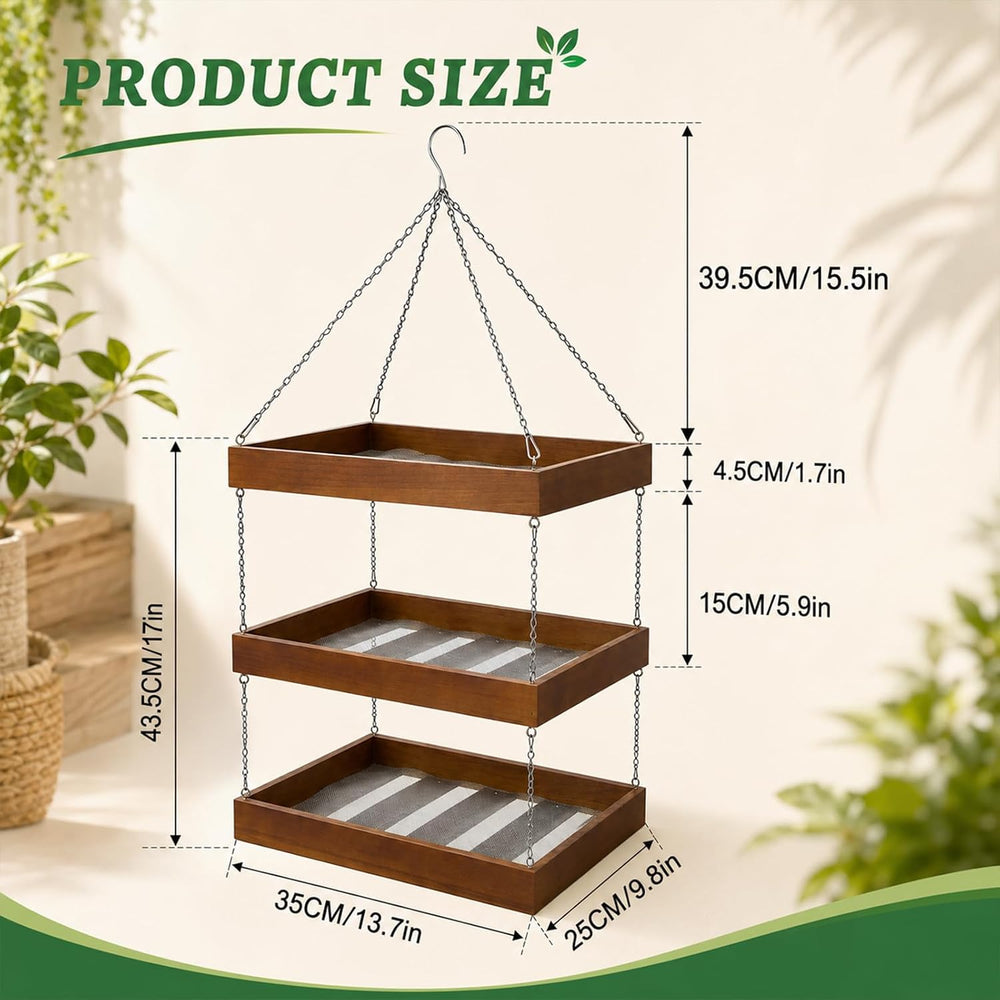 3-Tier Hanging Wooden Herb Drying Rack