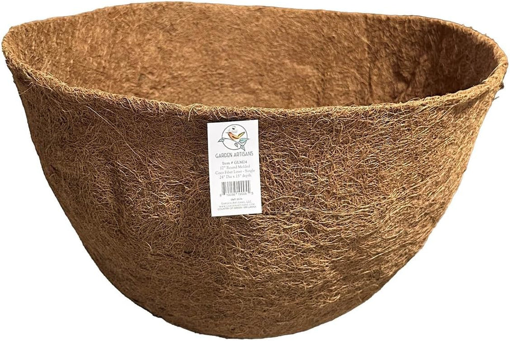 24in X 15in Round Molded Coco Fiber Liner for Hanging Basket Planter