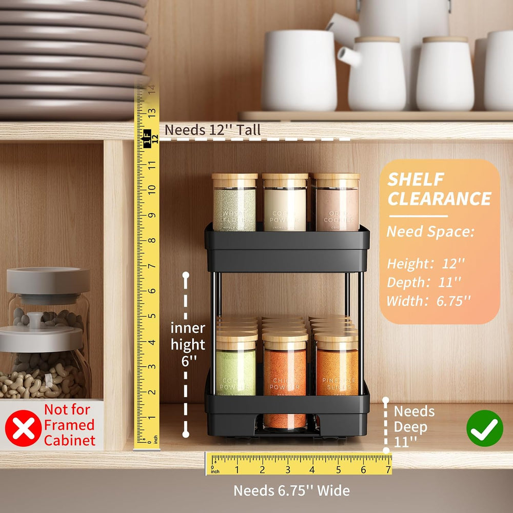 Pull Out Spice Rack Organizer for Cabinet, 2 Pack Widen Slide Out Spice Racks...