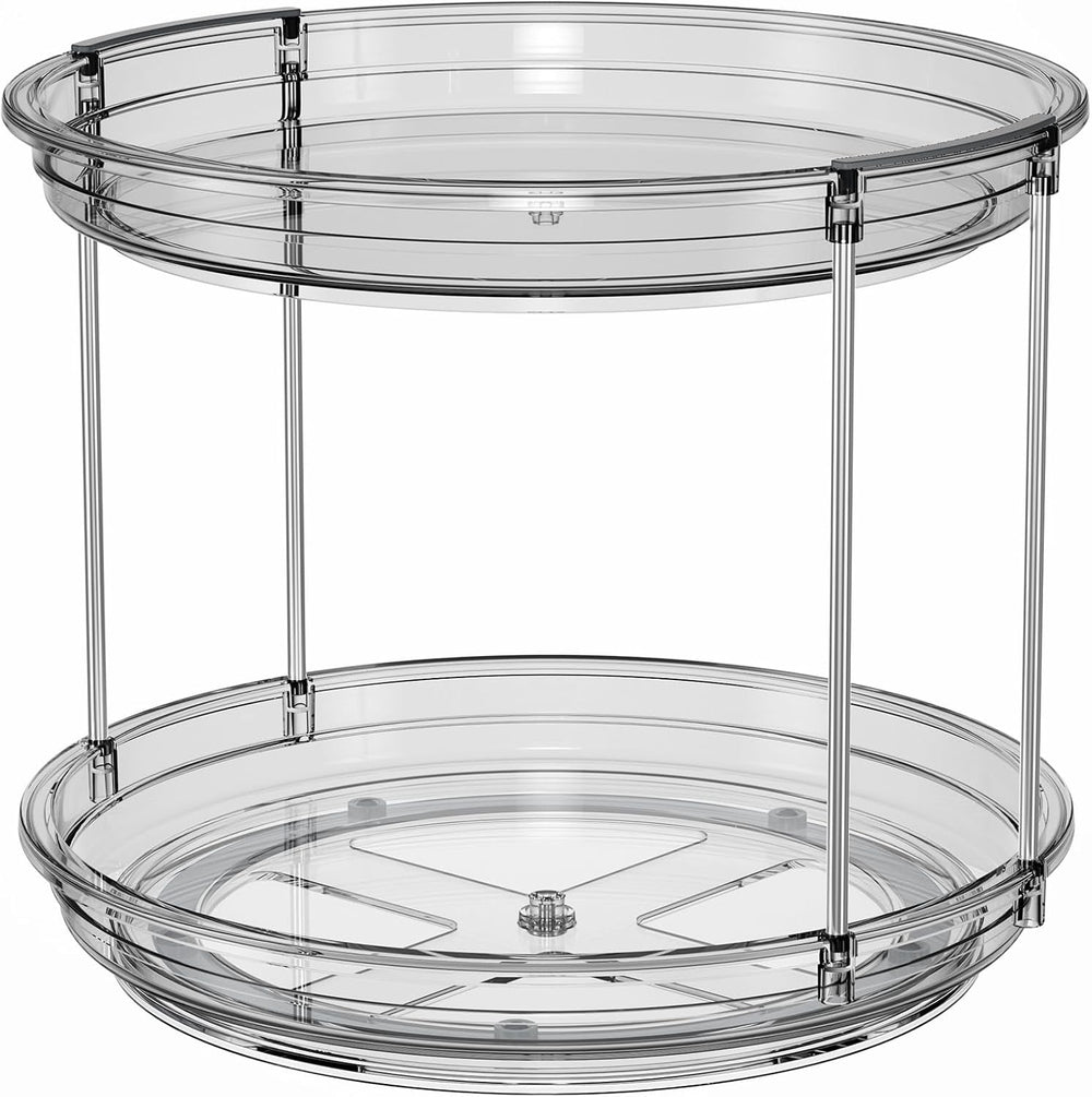 LAMU 2 Pack 2 Tier Lazy Susan Turntable Organizer 10.6'' Rotating Spi...