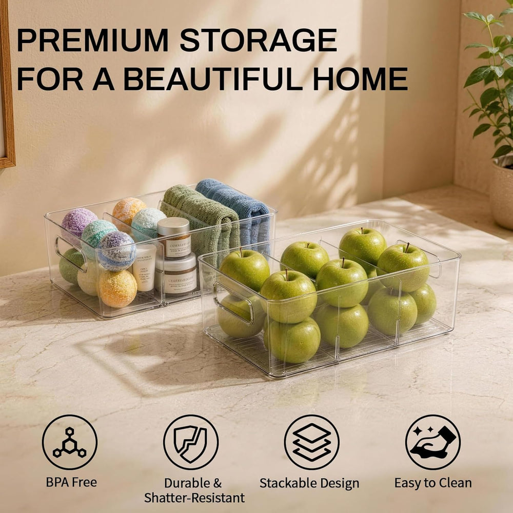 10-Pack Pantry Organizers and Storage, Clear Fridge Organizer Bins