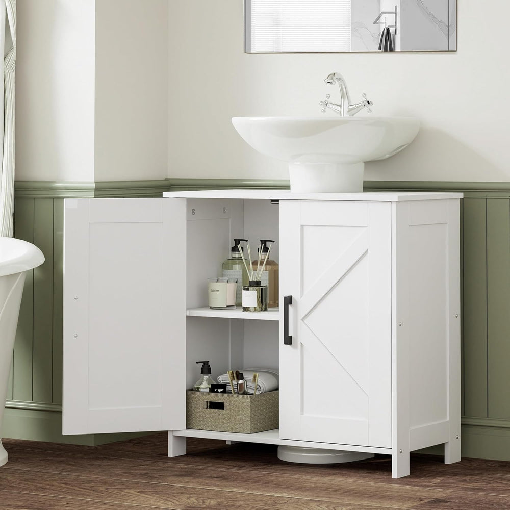 23.6" W Farmhouse Pedestal Sink Storage Cabinet with Adjustable Shelf