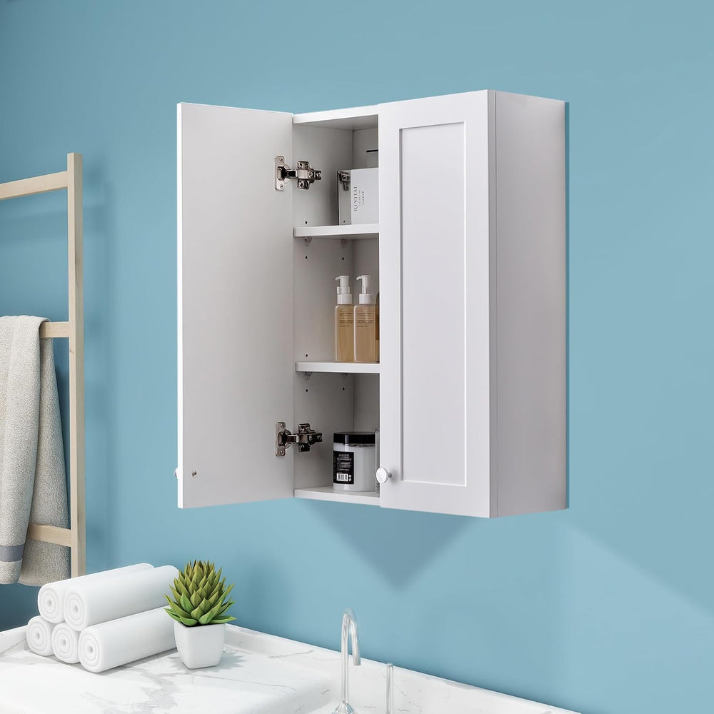 White Wall Mount Cabinet, MDF Over the Toilet Storage Cabinet