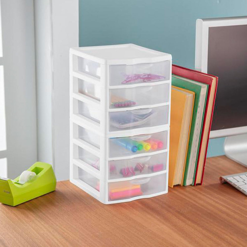 Sterilite Clearview 3-Drawer Cart Small Plastic Storage Organizer, 18-Pack