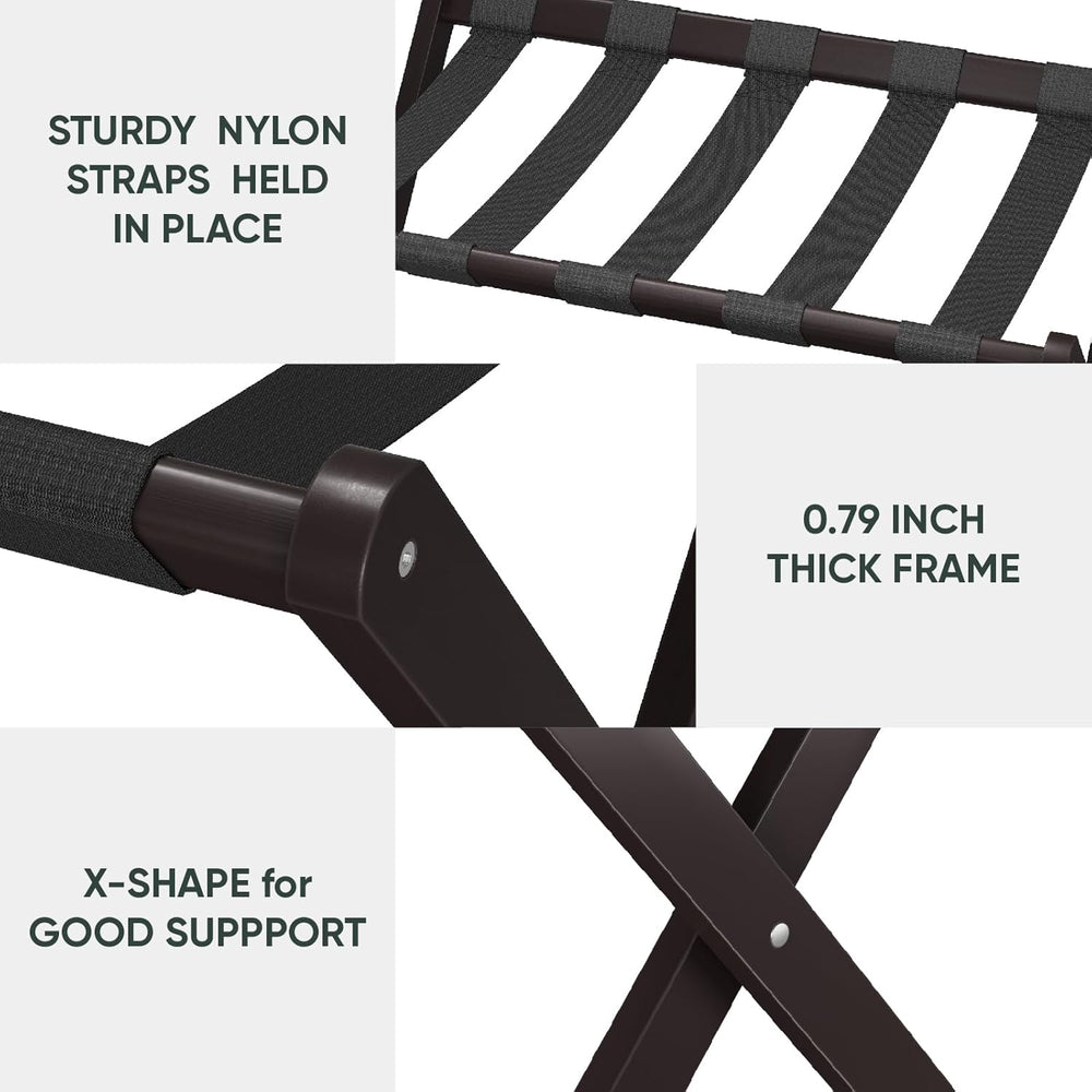 Smart FENDEE 2 Pack Luggage Rack, Folding Luggage Rack for Guest Room, Brown ...