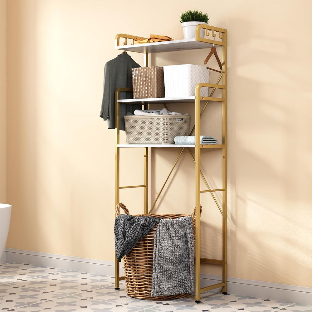 Over The Toilet Storage Rack with 3-Tier Shelves, Space Saver Toilet Shelf, L...