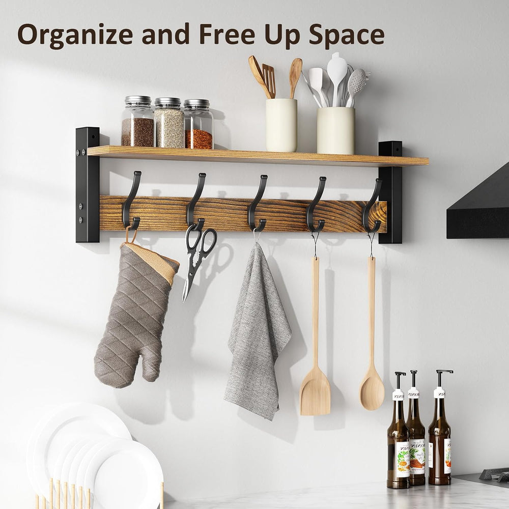 Optish Coat Rack Wall Mount with Shelf, 24 Inch Coat Hanger Walls Mounted, Ha...